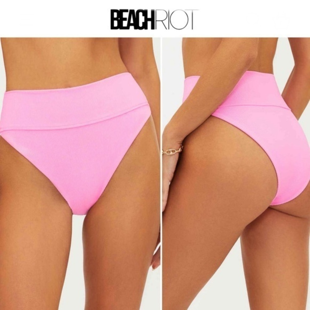 Beach Riot Highway Bottom Prism Pink High Waist Bikini Sz L $98